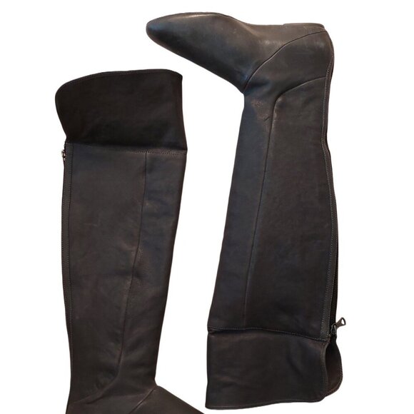 BCBGMAXAZARIA Hughes Charcoal/Grey Over-the-Knee Leather Flat Boots $495 - Picture 5 of 7